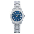 Rolex Datejust 31MM 178240 Blue Diamond Dial Diamond Bezel Stainless Steel Full Diamond Oyster Bracelet 10.25ct