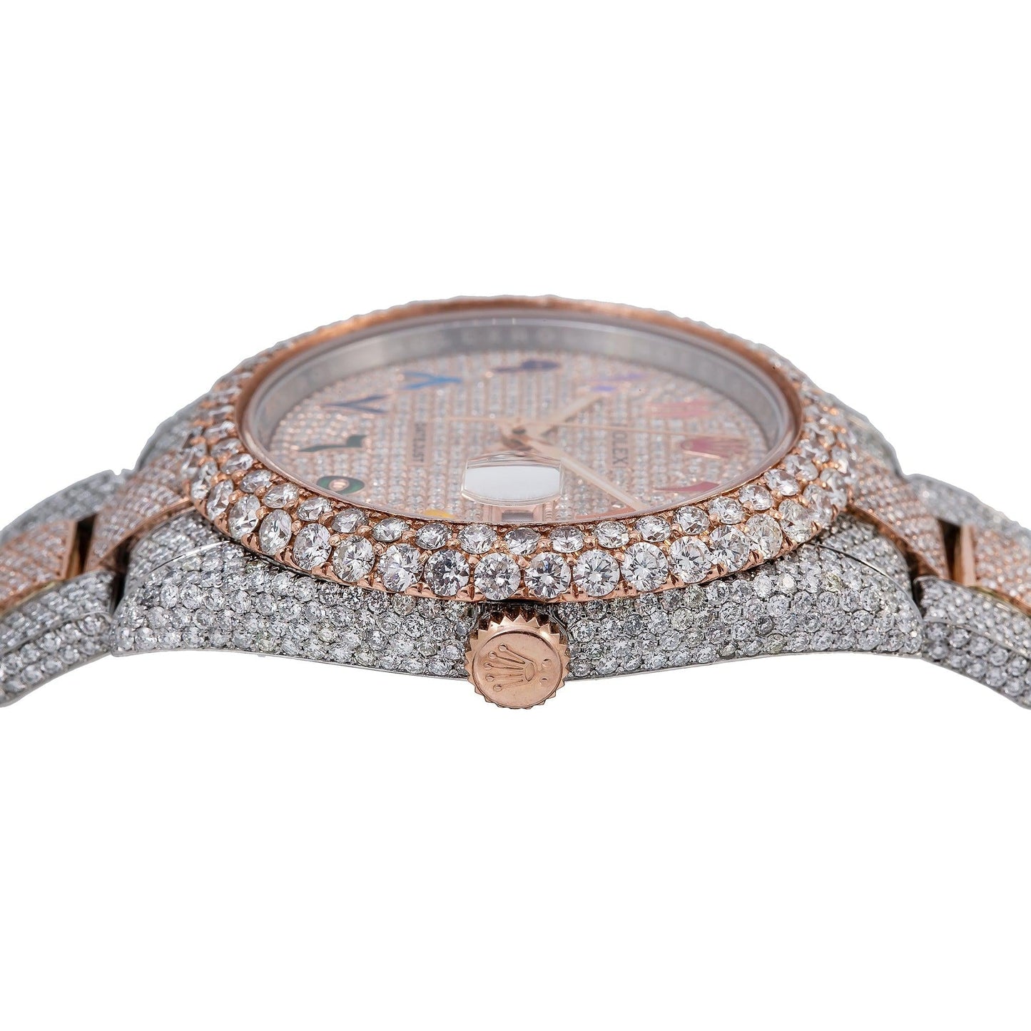 Rolex Datejust 41MM 126331 Diamond Paved Rainbow Eastern Arabic Dial Diamond Bezel Two Tone Rose Gold Full Diamond Jubilee Bracelet