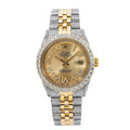 Rolex Datejust 36MM 1601 Champagne Roman Diamond Dial Diamond Bezel Two Tone Yellow Gold Semi Diamond Jubilee Bracelet 6.75ct