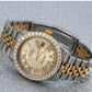 Rolex Datejust 36MM 1601 Champagne Roman Diamond Dial Diamond Bezel Two Tone Yellow Gold Semi Diamond Jubilee Bracelet 6.75ct