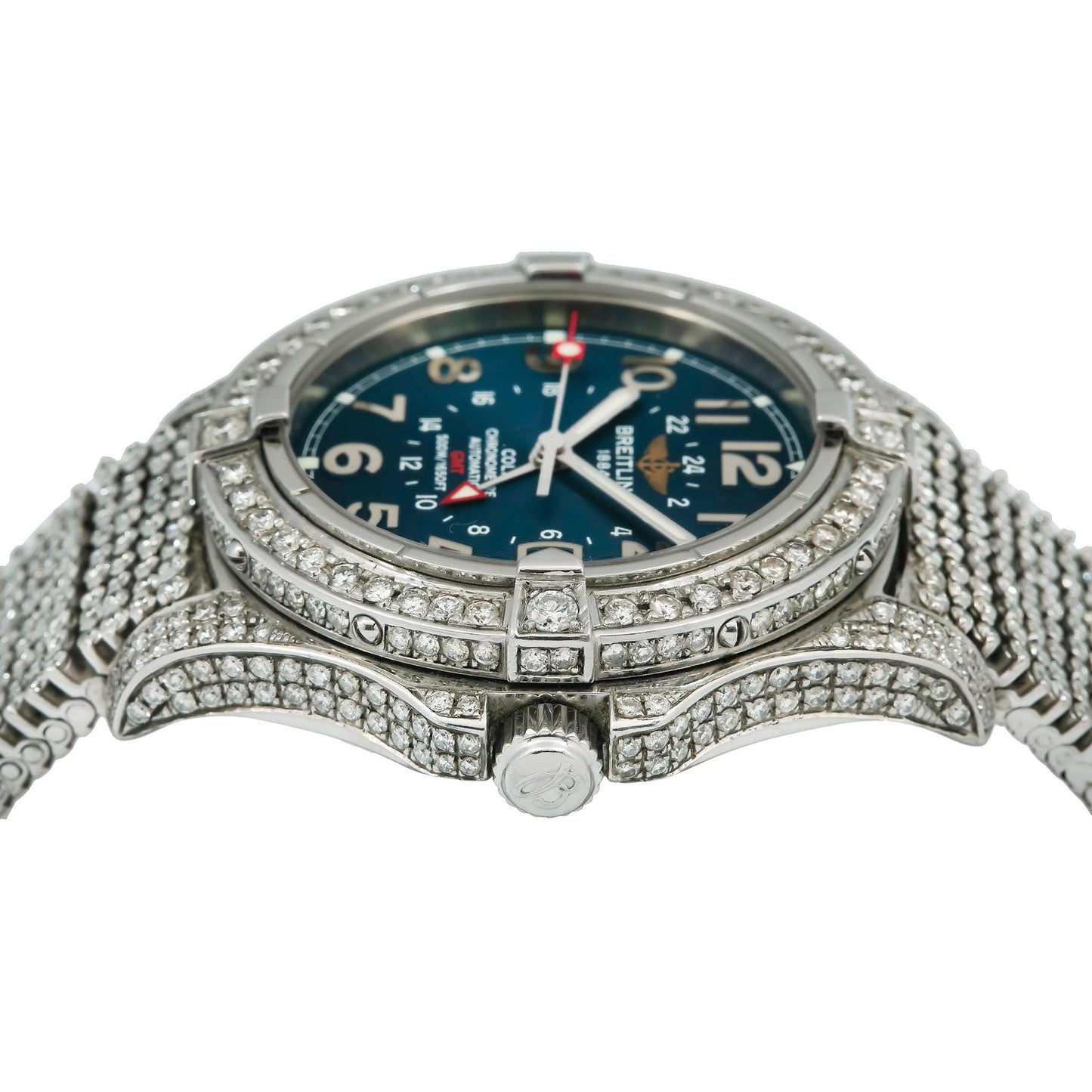 Breitling Colt GMT A32350 41MM Blue Dial With Diamond Bezel And Bracelet