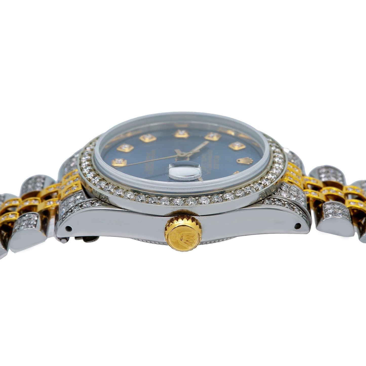 Rolex Datejust 31MM 68273 Blue Diamond Dial Diamond Bezel Two Tone Yellow Gold Full Diamond Jubilee Bracelet