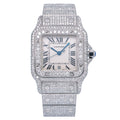 Diamond Cartier Santos Galbée White Dial 29mm With Stainless Steel Bracelet