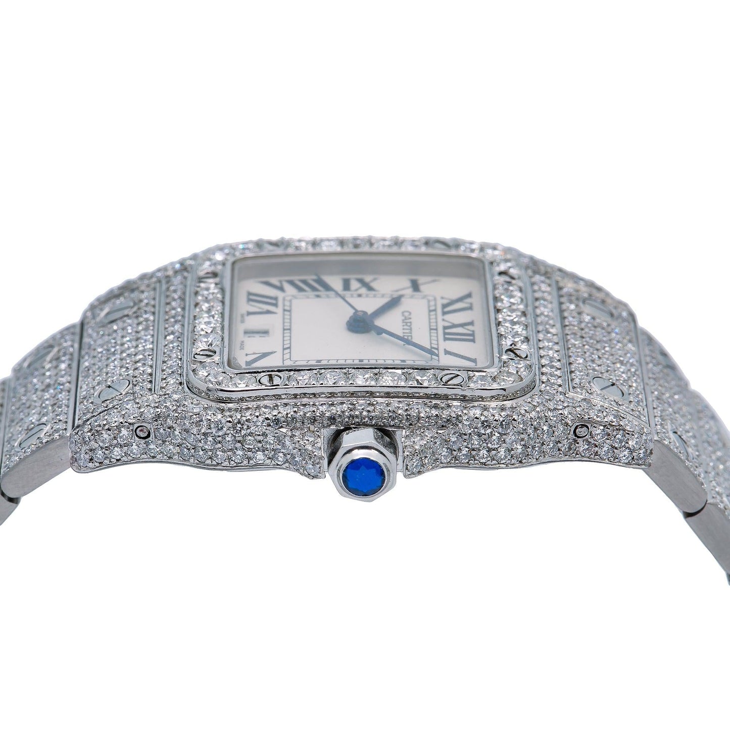Diamond Cartier Santos Galbée White Dial 29mm With Stainless Steel Bracelet