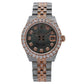 Rolex Datejust 31MM 178271 Black Mother of Pearl Diamond Dial Diamond Bezel Two Tone Rose Gold Full Diamond Jubilee Bracelet 9.65ct