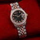 Rolex Datejust 31MM 178271 Black Mother of Pearl Diamond Dial Diamond Bezel Two Tone Rose Gold Full Diamond Jubilee Bracelet 9.65ct