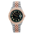 Rolex Datejust 36MM 1601 Green Eastern Arabic Diamond Dial Diamond Bezel Two Tone Rose Gold Full Diamond Jubilee Bracelet
