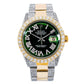 Rolex Datejust 36MM 1601 Green Roman Diamond Dial Diamond Bezel Two Tone Yellow Gold Semi Diamond Oyster Bracelet