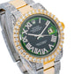 Rolex Datejust 36MM 1601 Green Roman Diamond Dial Diamond Bezel Two Tone Yellow Gold Semi Diamond Oyster Bracelet