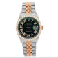 Rolex Datejust 36MM 1601 Green Roman Diamond Dial Diamond Bezel Two Tone Yellow Gold Full Diamond Jubilee Bracelet 9.25ct