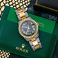 Rolex Datejust 36MM 1601 Green Roman Diamond Dial Diamond Bezel Two Tone Yellow Gold Semi Diamond Oyster Bracelet