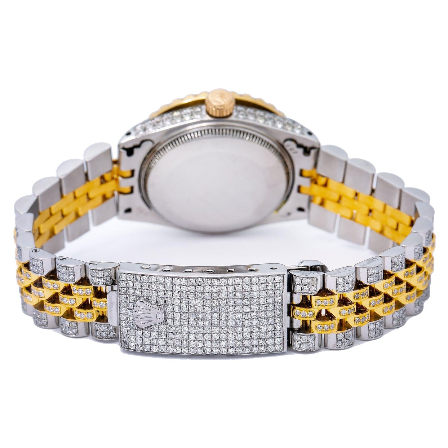 Rolex Datejust 31MM 6827 Turquoise Roman Diamond Dial Diamond Bezel Two Tone Yellow Gold Full Diamond Jubilee Bracelet 7.25ct