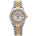 Rolex Datejust 36MM 1601 Mother of Pearl Roman Diamond Dial Diamond Bezel Two Tone Yellow Gold Semi Diamond Jubilee Bracelet 8.75ct