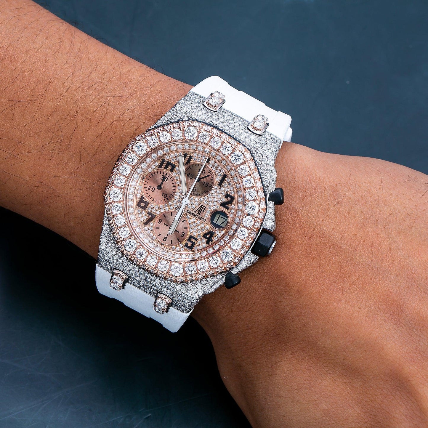 Audemars Piguet Royal Oak Offshore Chronograph 25940SK 42MM Rose Gold Diamond Dial With Rubber Bracelet