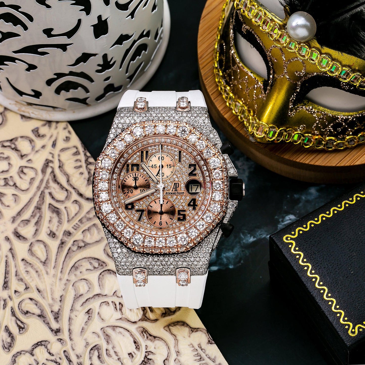 Audemars Piguet Royal Oak Offshore Chronograph 25940SK 42MM Rose Gold Diamond Dial With Rubber Bracelet