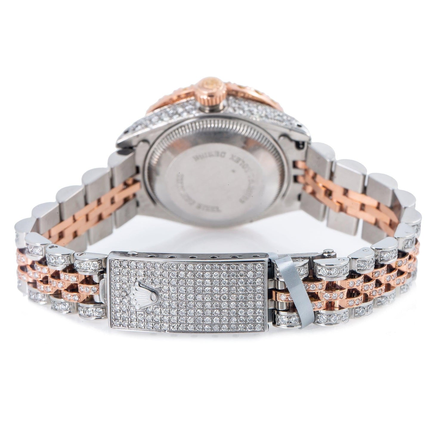 Rolex Datejust 26MM 6917 Pink Mother of Pearl Diamond Dial Diamond Bezel Two Tone Rose Gold Full Diamond Jubilee Bracelet 7.25ct