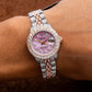 Rolex Datejust 26MM 6917 Pink Mother of Pearl Diamond Dial Diamond Bezel Two Tone Rose Gold Full Diamond Jubilee Bracelet 7.25ct