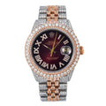 Rolex Datejust 36MM 1601 Red Roman Diamond Dial Diamond Bezel Two Tone Rose Gold Full Diamond Jubilee Bracelet 8.25ct