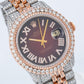 Rolex Datejust 36MM 1601 Red Roman Diamond Dial Diamond Bezel Two Tone Rose Gold Full Diamond Jubilee Bracelet 8.25ct