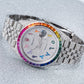 Rolex Datejust 41MM 126300 Diamond Paved Rainbow Eastern Arabic Dial Rainbow Gemstone Bezel Stainless Steel Full Diamond Jubilee Bracelet 14.75ct