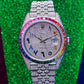 Rolex Datejust 41MM 126300 Diamond Paved Rainbow Eastern Arabic Dial Rainbow Gemstone Bezel Stainless Steel Full Diamond Jubilee Bracelet 14.75ct