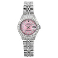 Rolex Datejust 26MM 6916 Pink Mother of Pearl Diamond Dial Diamond Bezel Stainless Steel Full Diamond Jubilee Bracelet 6.75ct