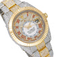 Rolex Sky-Dweller 42MM 326933 Diamond Paved Red Roman Dial Fluted Bezel Two Tone Yellow Gold Full Diamond Oyster Bracelet 25.75ct