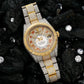 Rolex Sky-Dweller 42MM 326933 Diamond Paved Red Roman Dial Fluted Bezel Two Tone Yellow Gold Full Diamond Oyster Bracelet 25.75ct