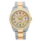 Rolex Datejust 36MM 116203 Diamond Paved Rainbow Hour Dial Diamond Bezel Two Tone Yellow Gold Semi Diamond Oyster Bracelet