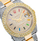 Rolex Datejust 36MM 116203 Diamond Paved Rainbow Hour Dial Diamond Bezel Two Tone Yellow Gold Semi Diamond Oyster Bracelet