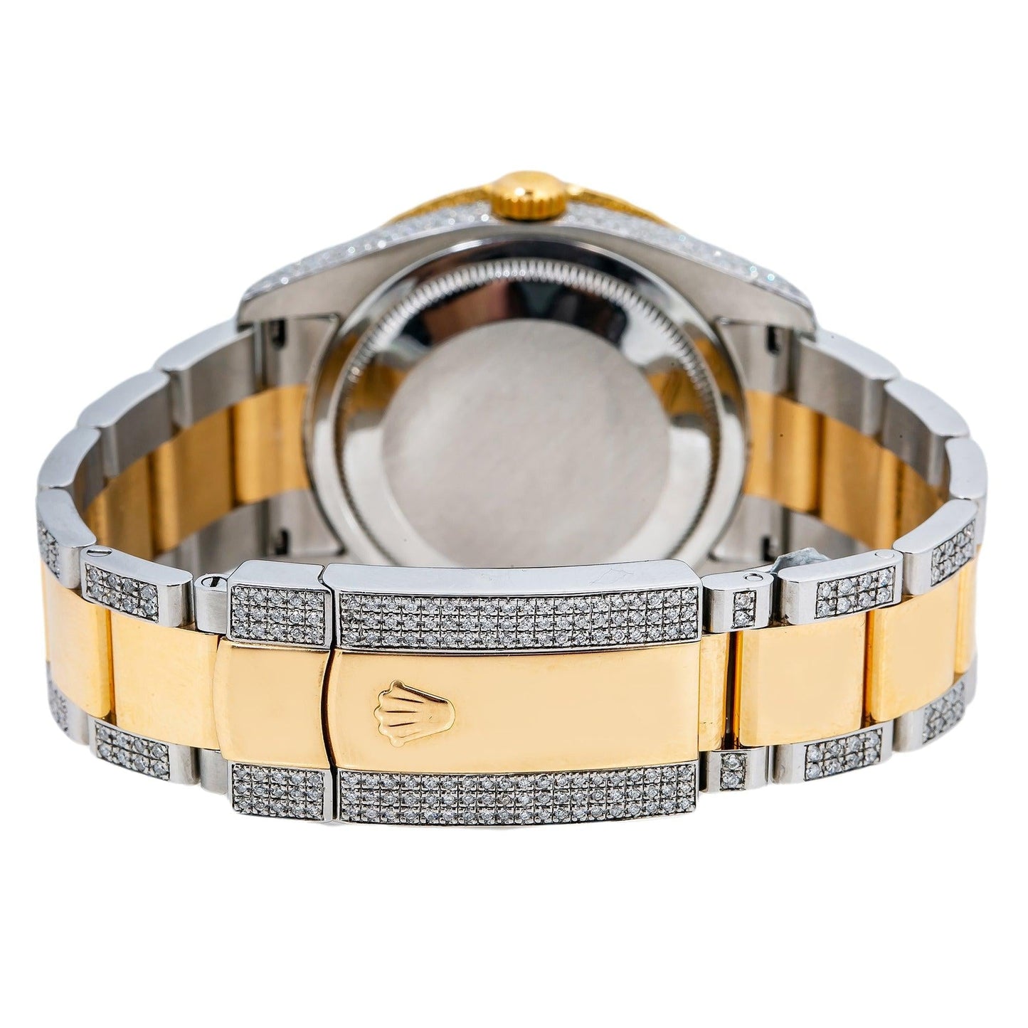 Rolex Datejust 36MM 116203 Diamond Paved Rainbow Hour Dial Diamond Bezel Two Tone Yellow Gold Semi Diamond Oyster Bracelet