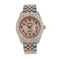 Rolex Datejust 36MM 116231 Diamond Paved Red Eastern Arabic Dial Diamond Bezel Two Tone Rose Gold Full Diamond Jubilee Bracelet 17.25ct