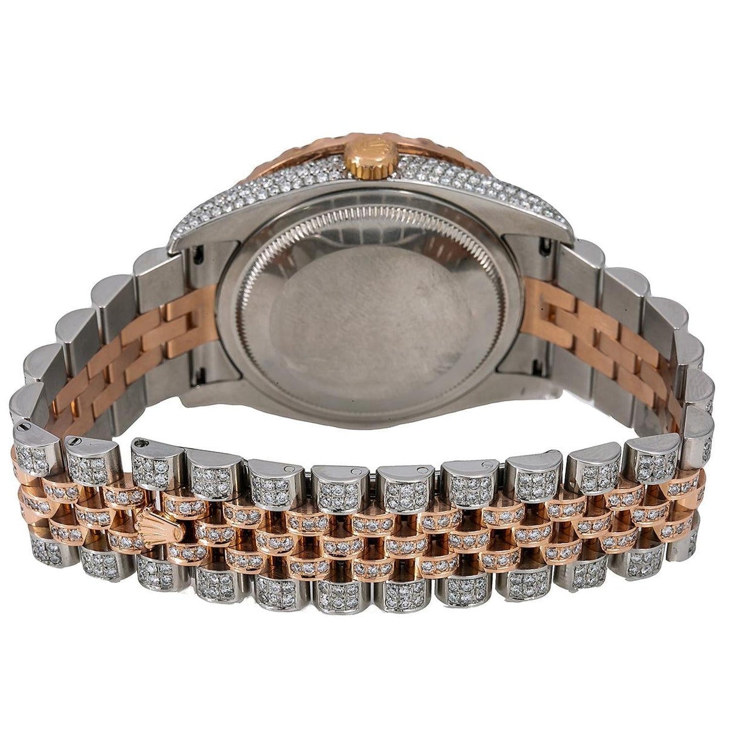 Rolex Datejust 36MM 116231 Diamond Paved Red Eastern Arabic Dial Diamond Bezel Two Tone Rose Gold Full Diamond Jubilee Bracelet 17.25ct