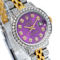 Rolex Datejust 26MM 6917 Purple Diamond Dial Diamond Bezel Two Tone Yellow Gold Full Diamond Jubilee Bracelet