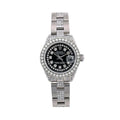 Rolex Datejust 26MM 69160 Black Roman Diamond Dial Diamond Bezel Stainless Steel Semi Diamond Oyster Bracelet 3.75ct