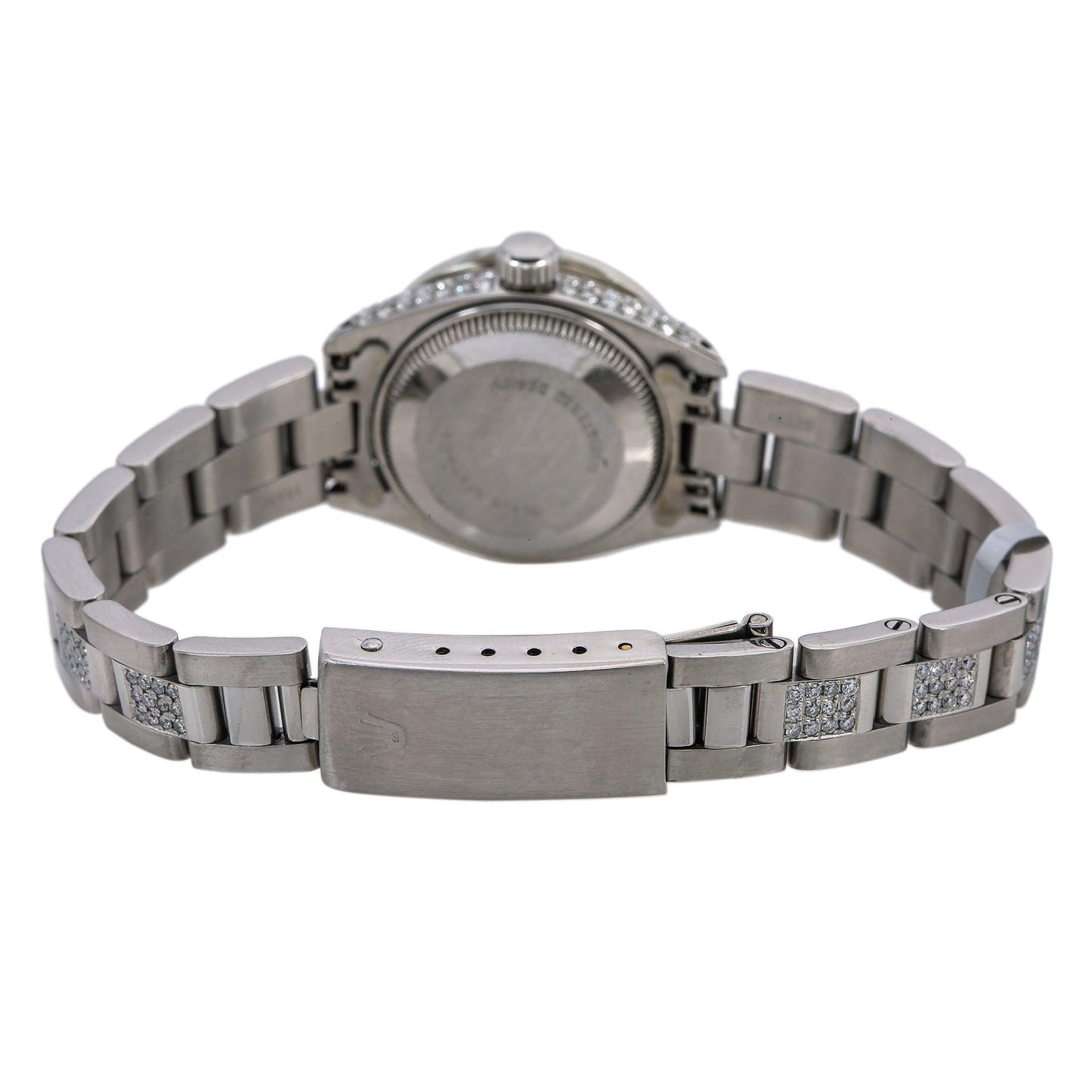 Rolex Datejust 26MM 69160 Black Roman Diamond Dial Diamond Bezel Stainless Steel Semi Diamond Oyster Bracelet 3.75ct