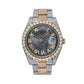 Rolex Datejust 41MM 126333 Black Mother of Pearl Roman Diamond Dial Diamond Bezel Two Tone Yellow Gold Full Diamond Oyster Bracelet 18.75ct
