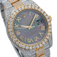 Rolex Datejust 41MM 126333 Black Mother of Pearl Roman Diamond Dial Diamond Bezel Two Tone Yellow Gold Full Diamond Oyster Bracelet 18.75ct