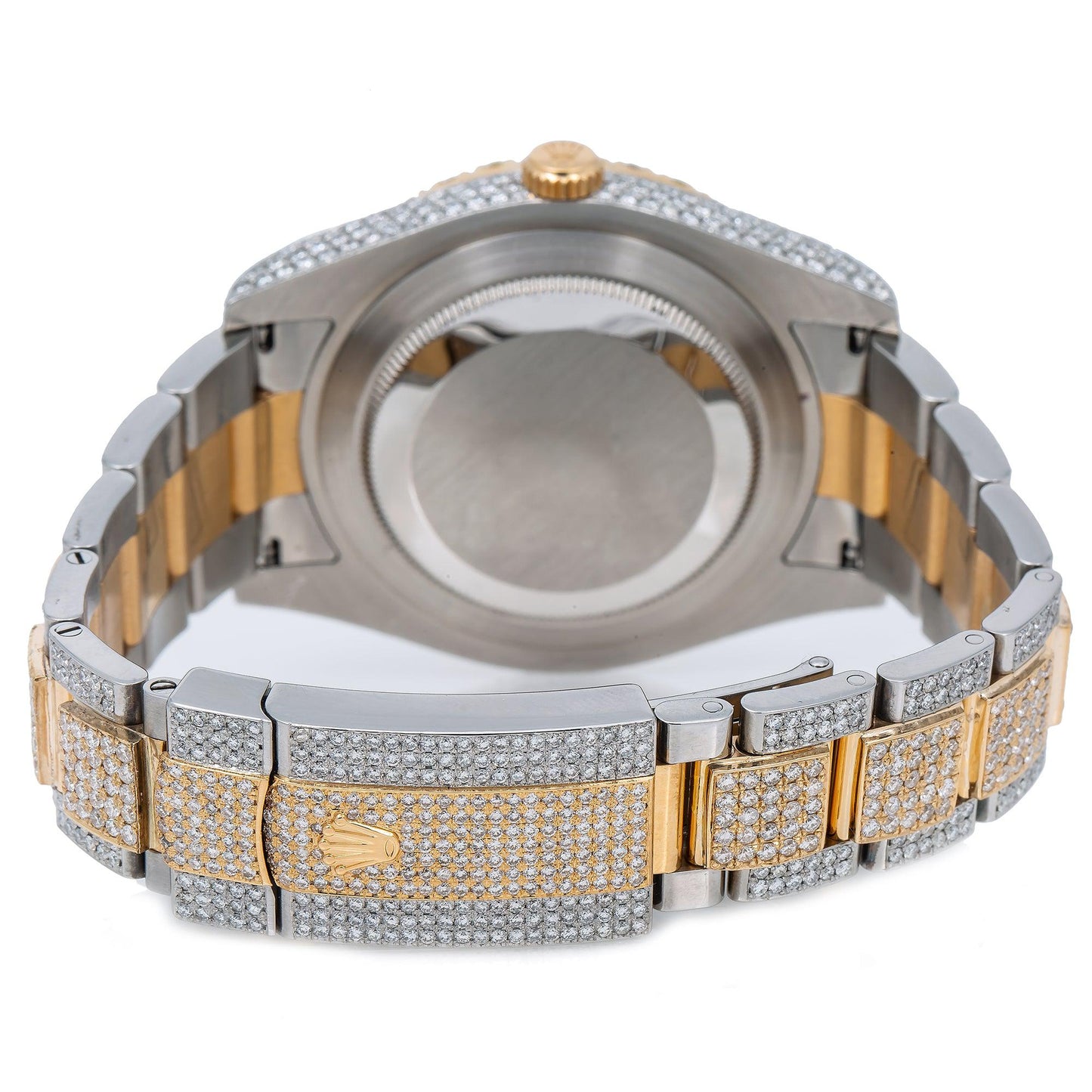 Rolex Datejust 41MM 126333 Black Mother of Pearl Roman Diamond Dial Diamond Bezel Two Tone Yellow Gold Full Diamond Oyster Bracelet 18.75ct