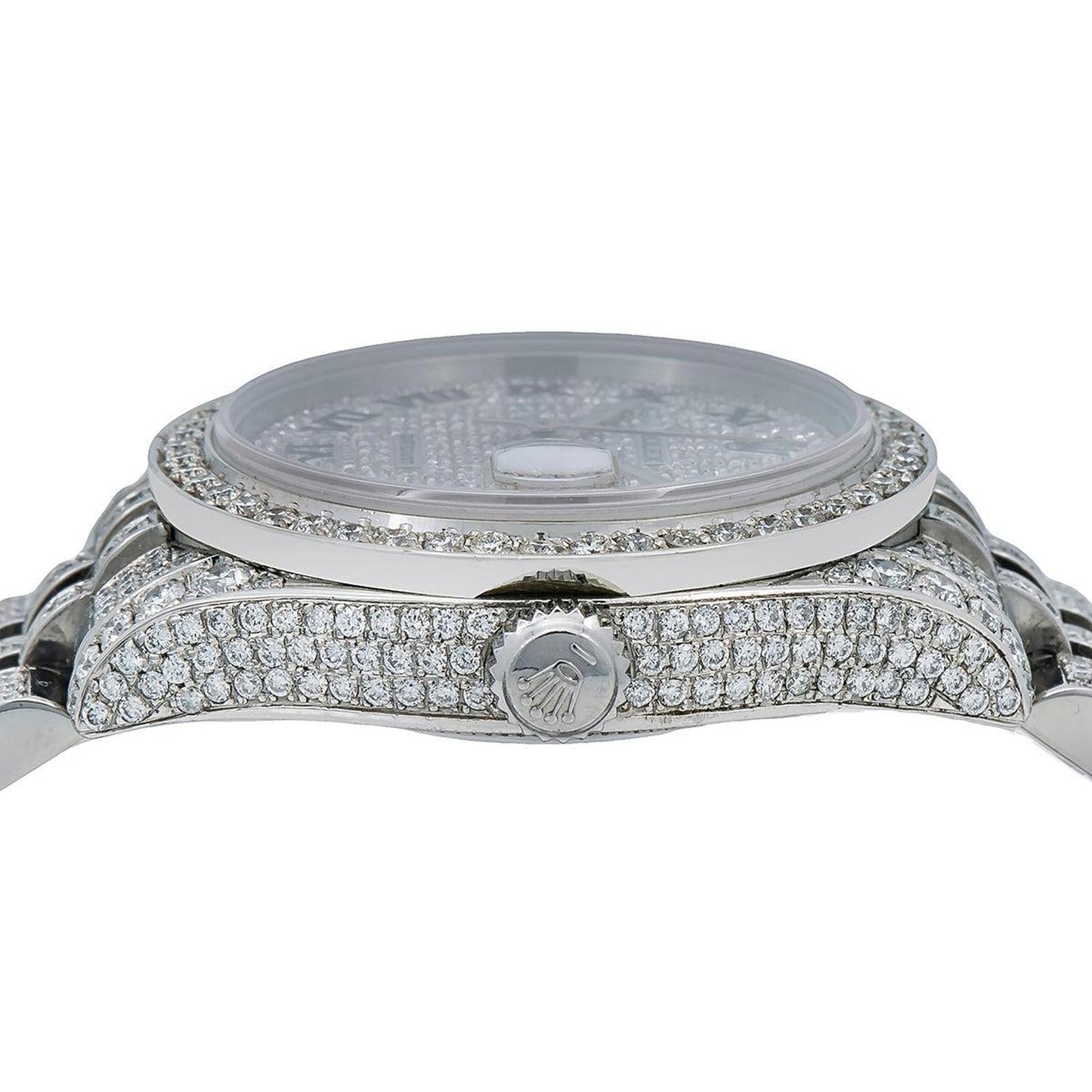 Rolex Datejust 31MM 178274 Diamond Paved Roman Dial Diamond Bezel Stainless Steel Full Diamond Jubilee Bracelet 10.15ct