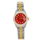 Rolex Datejust 26MM 69173 Red Diamond Dial Diamond Bezel Two Tone Yellow Gold Full Diamond Jubilee Bracelet