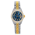 Rolex Datejust 26MM 69173 Blue Diamond Dial Diamond Bezel Two Tone Yellow Gold Full Diamond Jubilee Bracelet