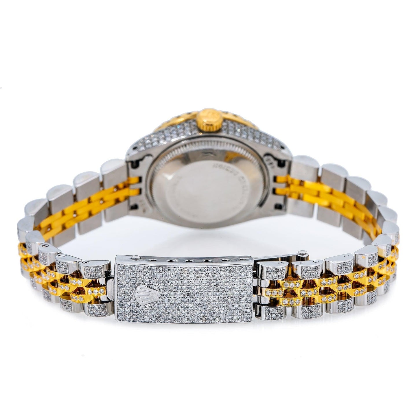 Rolex Datejust 26MM 69173 Blue Diamond Dial Diamond Bezel Two Tone Yellow Gold Full Diamond Jubilee Bracelet