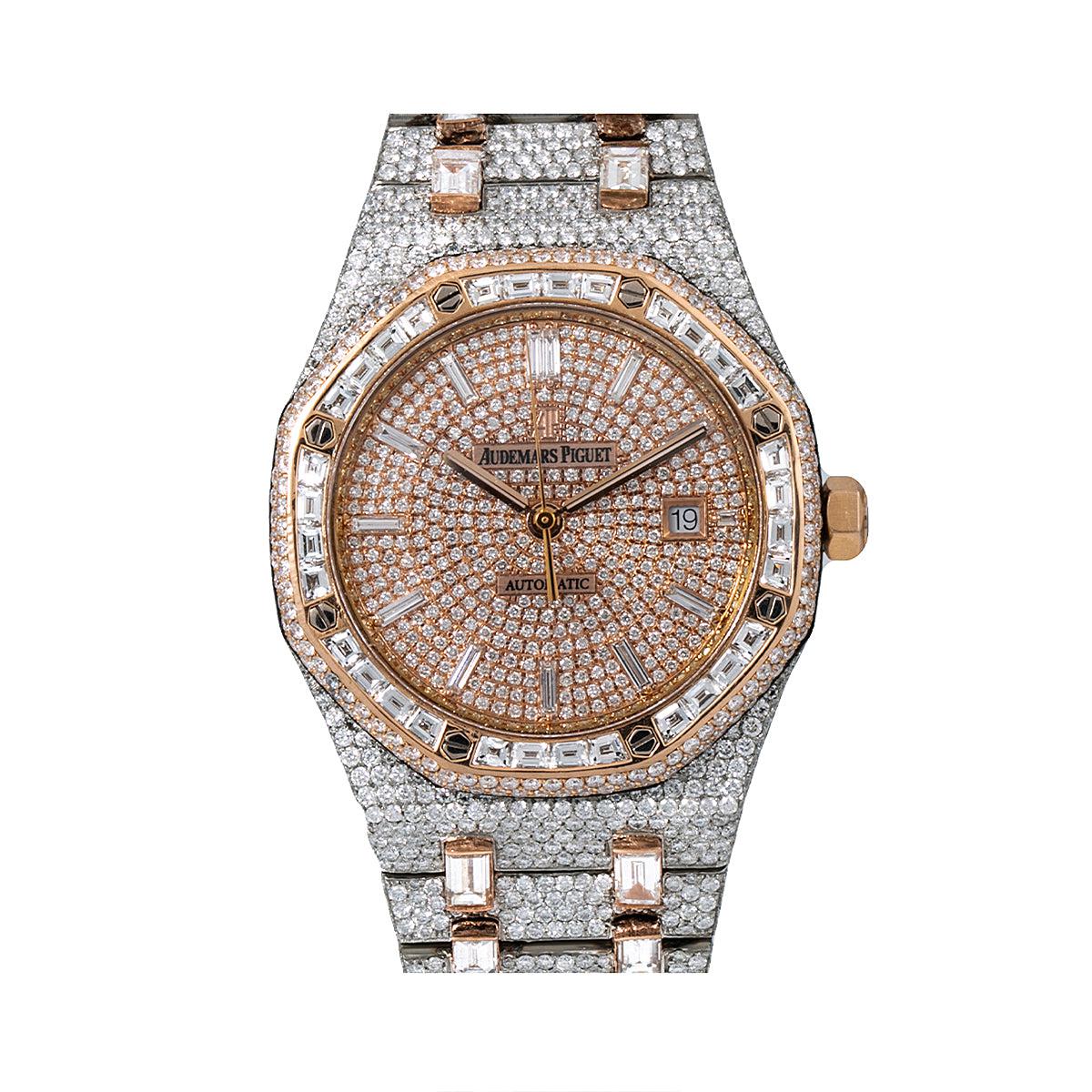 Audemars Piguet Royal Oak Self Winding 15400SR 41MM Rose Gold Diamond Dial With 32.75 CT Diamonds