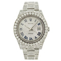 Rolex Datejust 41MM 116300 Diamond Paved Roman Dial Diamond Bezel Stainless Steel Full Diamond Oyster Bracelet 15ct