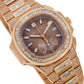 18K Rose Gold Patek Philippe Nautilus 5980/1R 40.5mm Brown Dial 25CT Diamonds