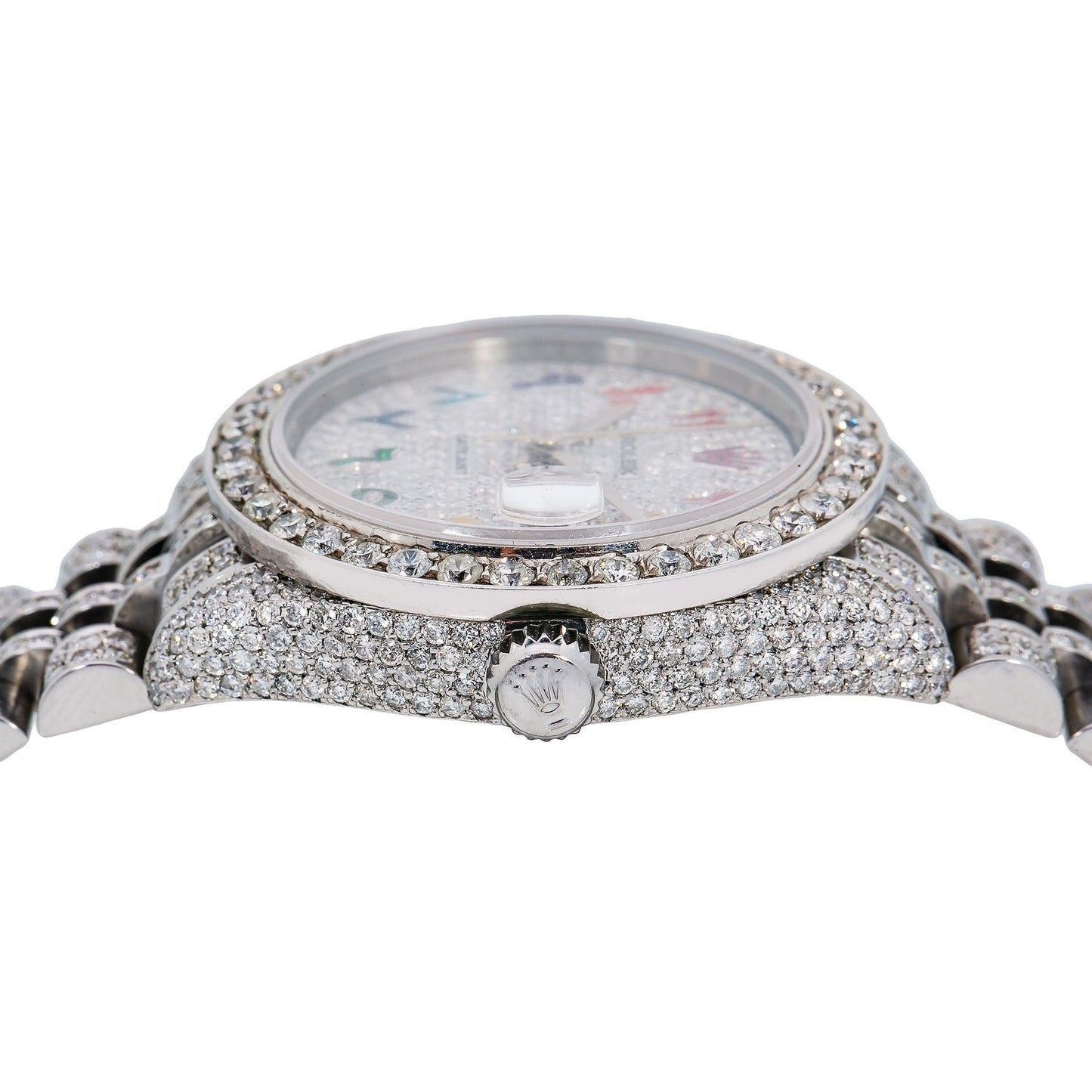 Rolex Datejust 31MM 78274 Diamond Paved Rainbow Eastern Arabic Dial Diamond Bezel Stainless Steel Full Diamond Jubilee Bracelet