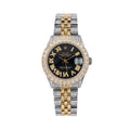 Rolex Datejust 31MM 6824 Black Roman Diamond Dial Diamond Bezel Two Tone Yellow Gold Full Diamond Jubilee Bracelet