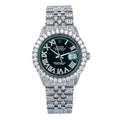 Rolex Datejust 36MM 1601 Green Roman Diamond Dial Diamond Bezel Stainless Steel Full Diamond Jubilee Bracelet 9.25ct