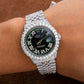 Rolex Datejust 36MM 1601 Green Roman Diamond Dial Diamond Bezel Stainless Steel Full Diamond Jubilee Bracelet 9.25ct